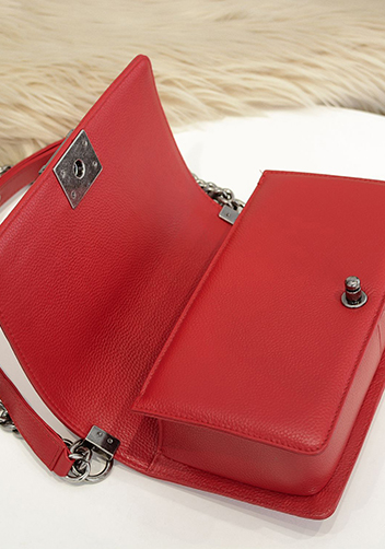 Ingrid Litchi Leather Flap Red