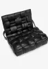 Mia Plaid Square Vegan Leather Medium Shoulder Bag Black