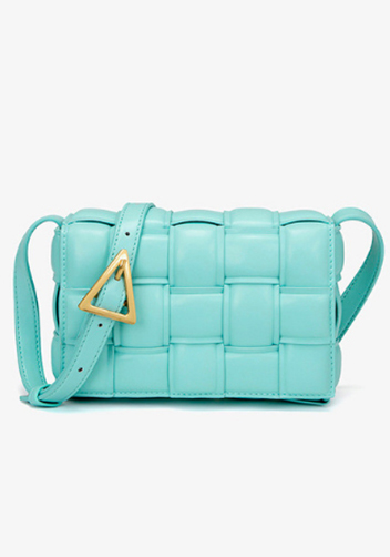 Mia Plaid Square Vegan Leather Medium Shoulder Bag Blue