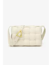Mia Plaid Square Vegan Leather Medium Shoulder Bag Cream