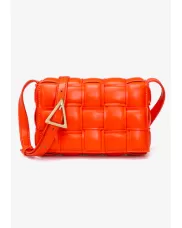 Mia Plaid Square Vegan Leather Small Shoulder Bag Orange
