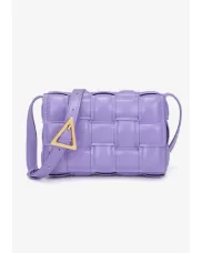Mia Plaid Square Vegan Leather Small Shoulder Bag Purple