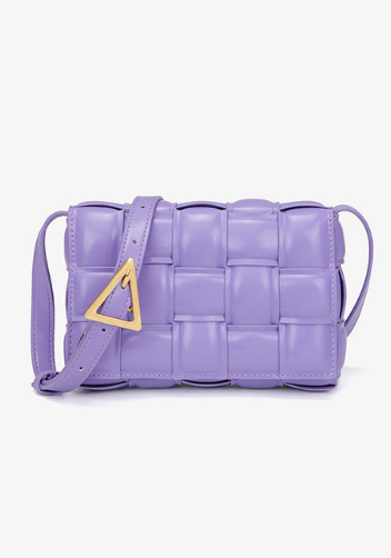 Mia Plaid Square Vegan Leather Small Shoulder Bag Purple