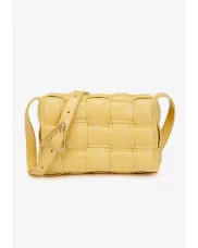 Mia Plaid Square Vegan Leather Small Shoulder Bag Yellow