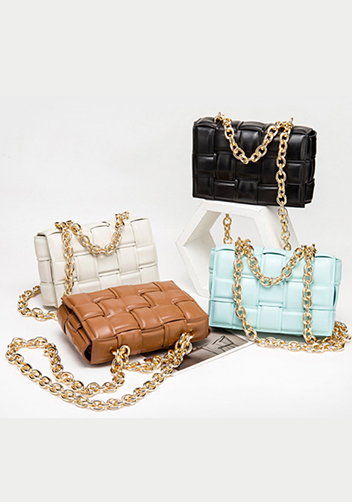 Mia Vegan Leather Chain Shoulder Bag Black