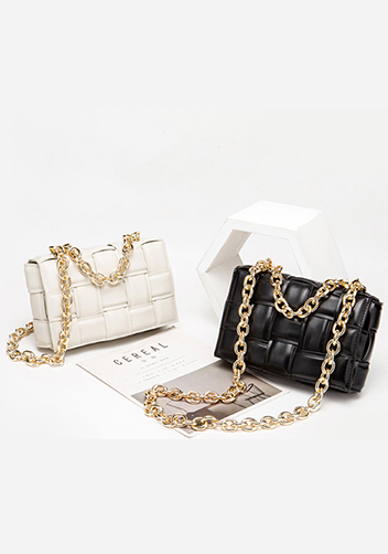 Mia Vegan Leather Chain Shoulder Bag Black