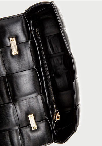 Mia Vegan Leather Chain Shoulder Bag Black