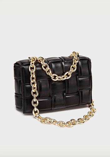 Mia Vegan Leather Chain Shoulder Bag Black