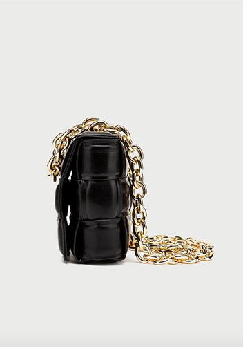 Mia Vegan Leather Chain Shoulder Bag Black