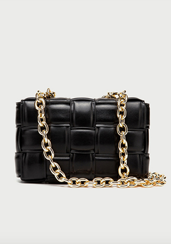 Mia Vegan Leather Chain Shoulder Bag Black