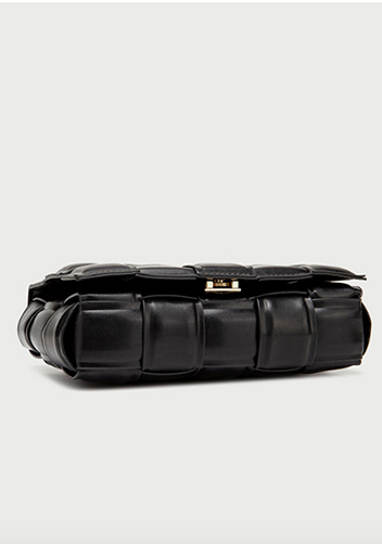 Mia Vegan Leather Chain Shoulder Bag Black