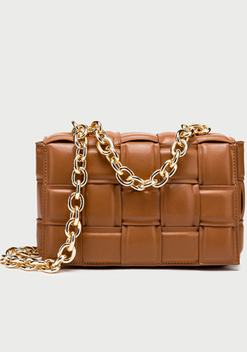 Mia Vegan Leather Chain Shoulder Bag Camel