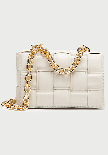 Mia Vegan Leather Chain Shoulder Bag Cream