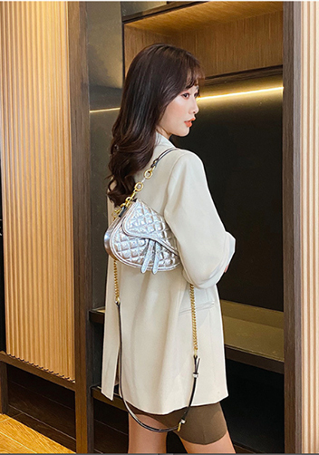 Aurora Shining Leather Saddle Bag Silver