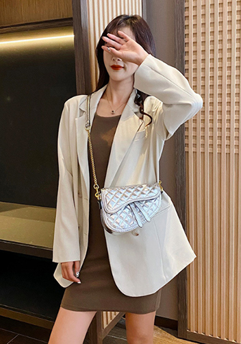 Aurora Shining Leather Saddle Bag Silver