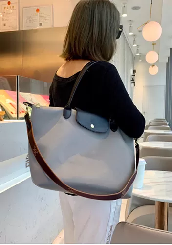 Rachele Nylon Large Bag Light Grey