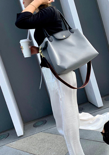 Rachele Nylon Large Bag Light Grey