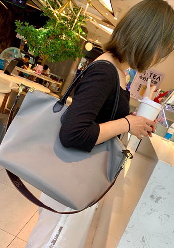 Rachele Nylon Large Bag Light Grey