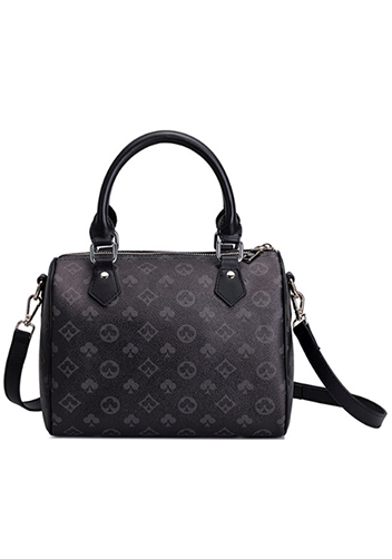 Louisa Flower Vegan Leather Boston Small Bag Black