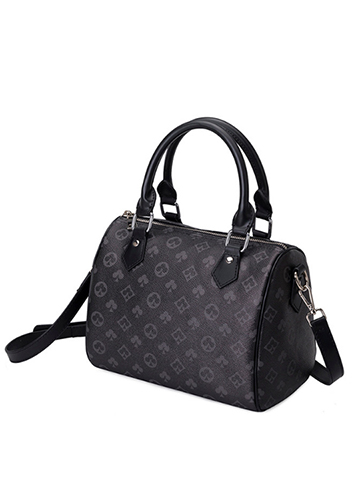Louisa Flower Vegan Leather Boston Small Bag Black