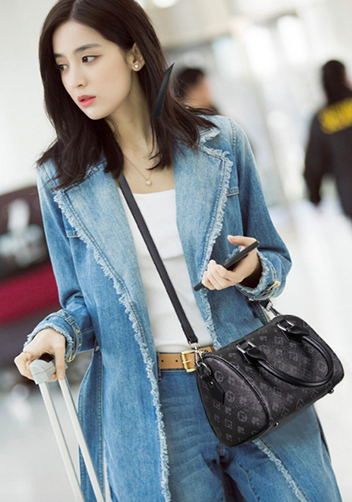 Louisa Flower Vegan Leather Boston Small Bag Black
