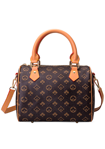 Louisa Flower Vegan Leather Boston Small Bag Brown