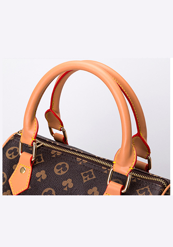 Louisa Flower Vegan Leather Boston Small Bag Brown