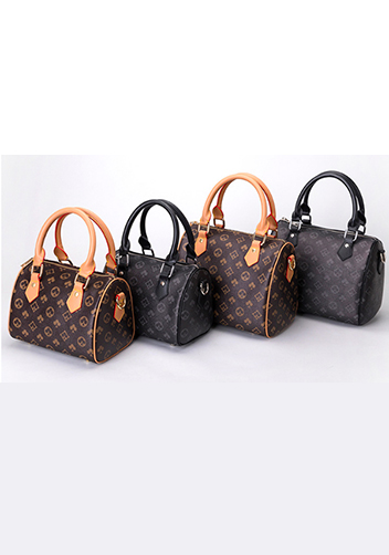 Louisa Flower Vegan Leather Boston Small Bag Brown