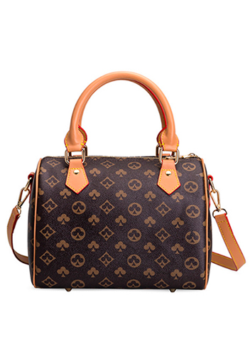 Louisa Flower Vegan Leather Boston Small Bag Brown