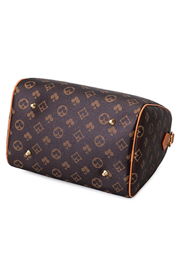 Louisa Flower Vegan Leather Boston Small Bag Brown