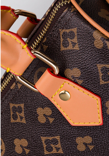 Louisa Flower Vegan Leather Boston Small Bag Brown
