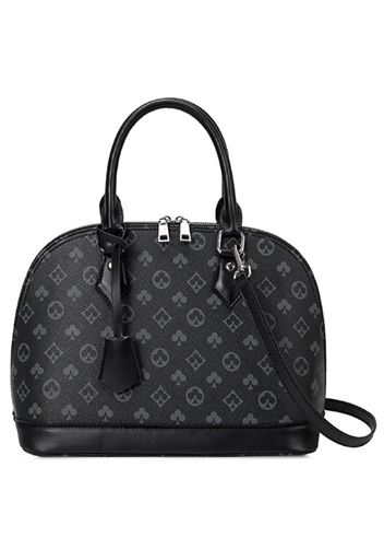 Louisa Flower Vegan Leather Shell Bag Black