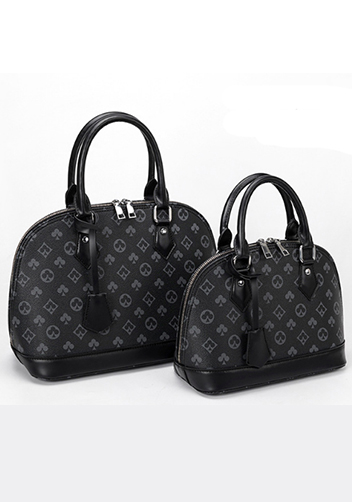 Louisa Flower Vegan Leather Shell Bag Black