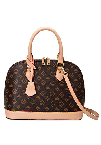 Louisa Flower Vegan Leather Shell Bag Brown