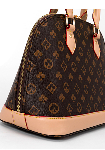 Louisa Flower Vegan Leather Shell Bag Brown