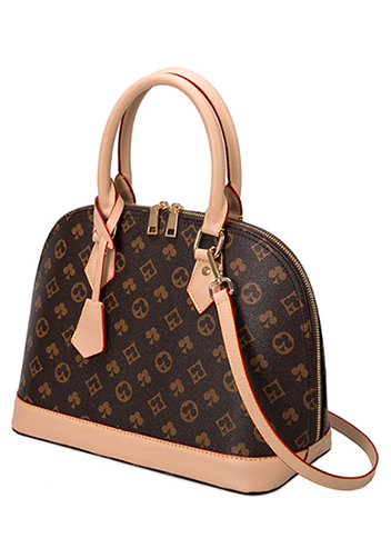 Louisa Flower Vegan Leather Shell Bag Brown