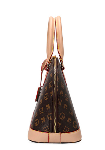 Louisa Flower Vegan Leather Shell Bag Brown