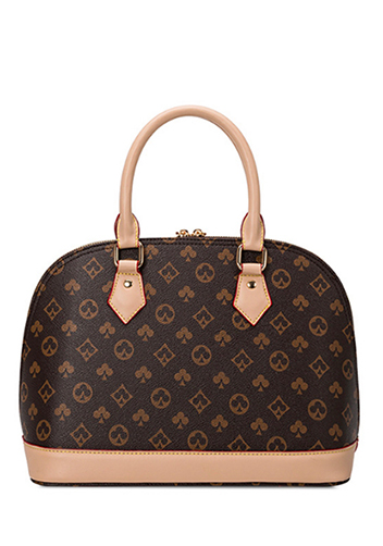 Louisa Flower Vegan Leather Shell Bag Brown