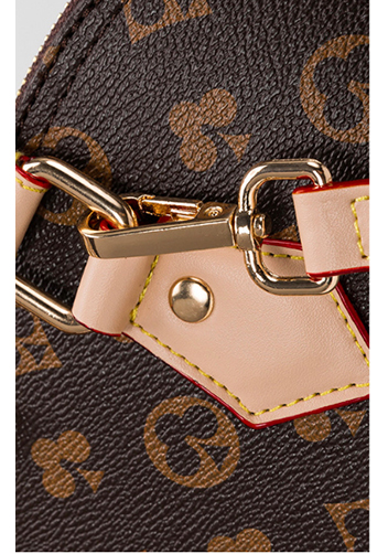 Louisa Flower Vegan Leather Shell Bag Brown