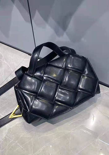 Mia Padded Leather Top Handle Bag Black