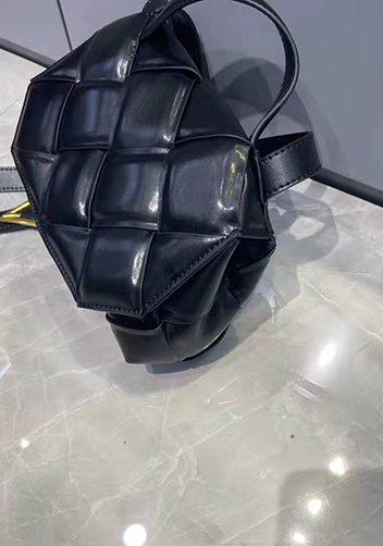Mia Padded Leather Top Handle Bag Black
