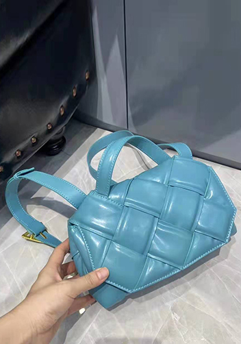 Mia Padded Leather Top Handle Bag Blue
