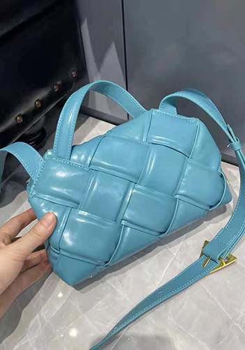 Mia Padded Leather Top Handle Bag Blue