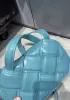 Mia Padded Leather Top Handle Bag Blue