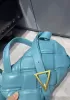 Mia Padded Leather Top Handle Bag Blue