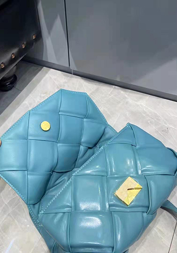 Mia Padded Leather Top Handle Bag Blue