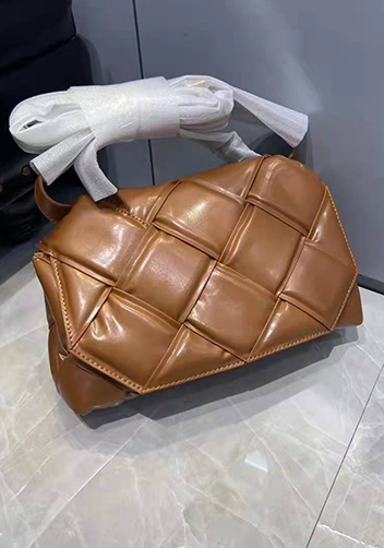 Mia Padded Leather Top Handle Bag Camel