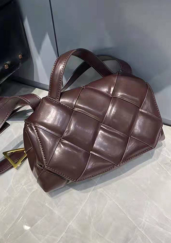 Mia Padded Leather Top Handle Bag Chocolate