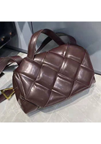 Mia Padded Leather Top Handle Bag Chocolate