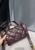 Mia Padded Leather Top Handle Bag Chocolate